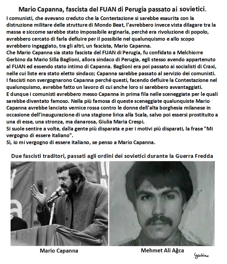 Mario Capanna e Mehemet Ali Ağca, fascisti traditori passati al servizio dei sovietici