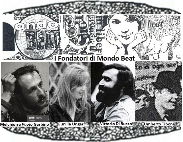 I fondatori del Movimento Mondo Beat, Melchiorre Gerbino, Gunilla Unger, Vittorio Di Russo, Umberto Tiboni